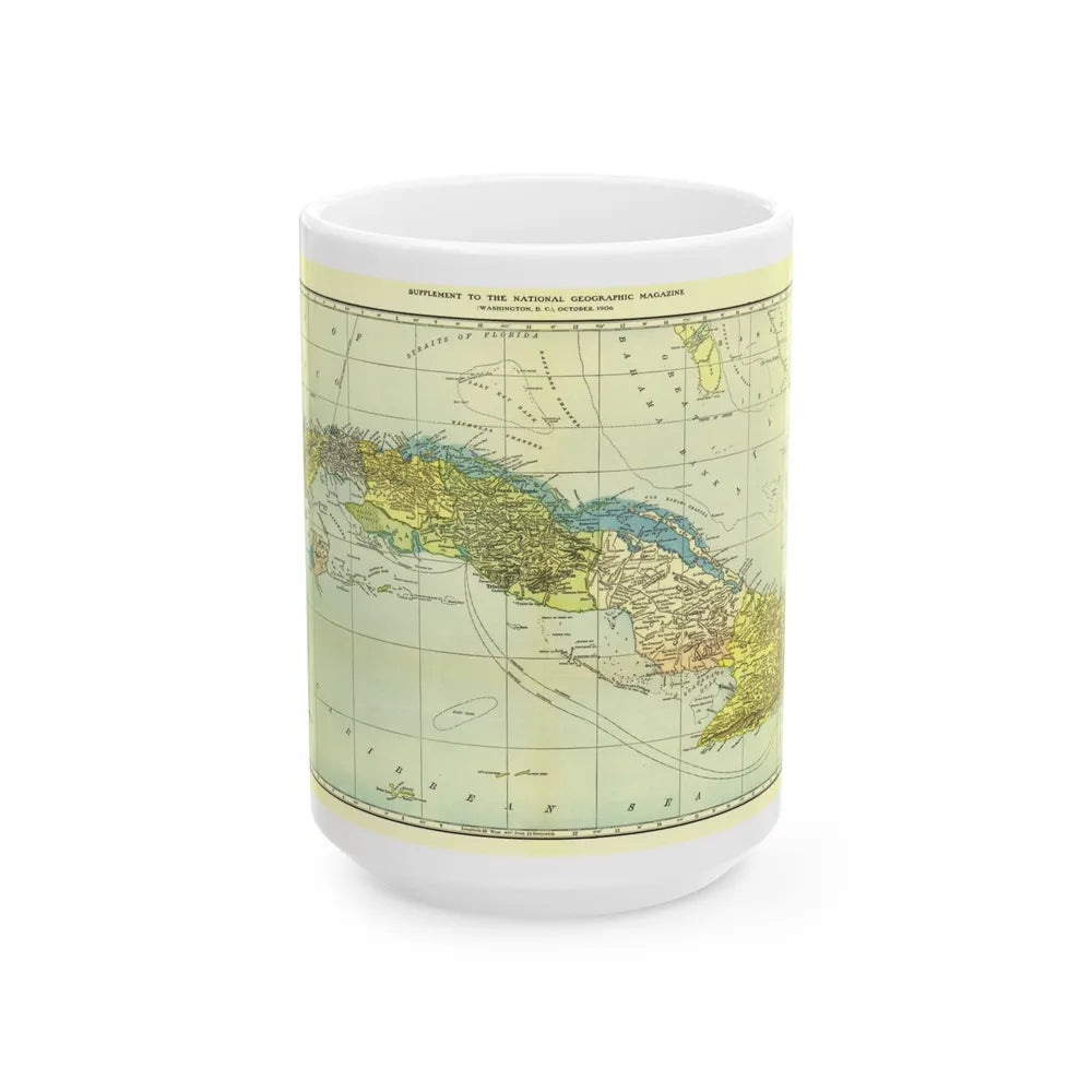 Central America - Cuba (1906) (Map) White Coffee Mug-15oz-Go Mug Yourself