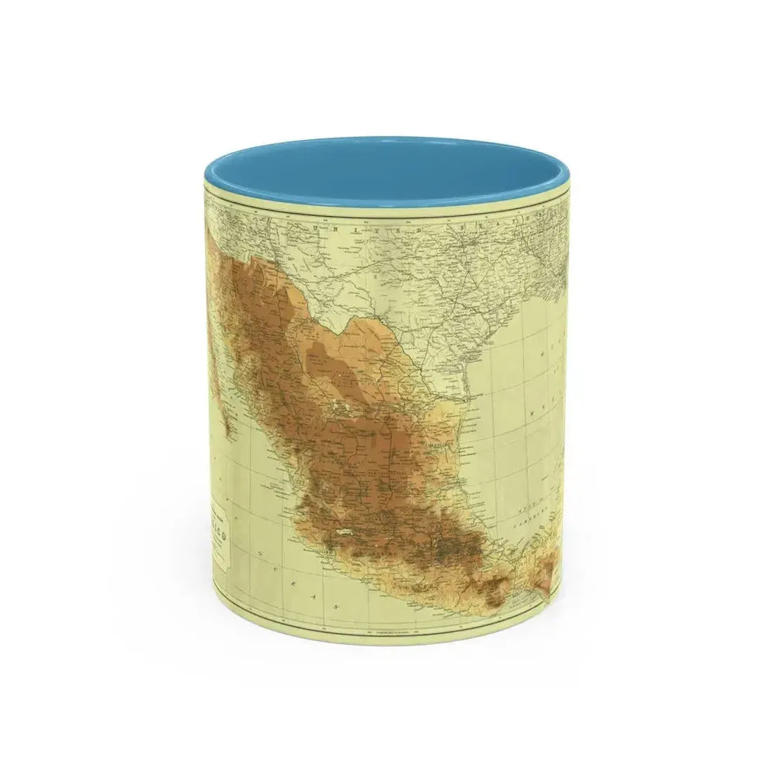 Central America & Mexico (1911) (Map) Accent Coffee Mug 11oz Light Blue - Go Mug Yourself