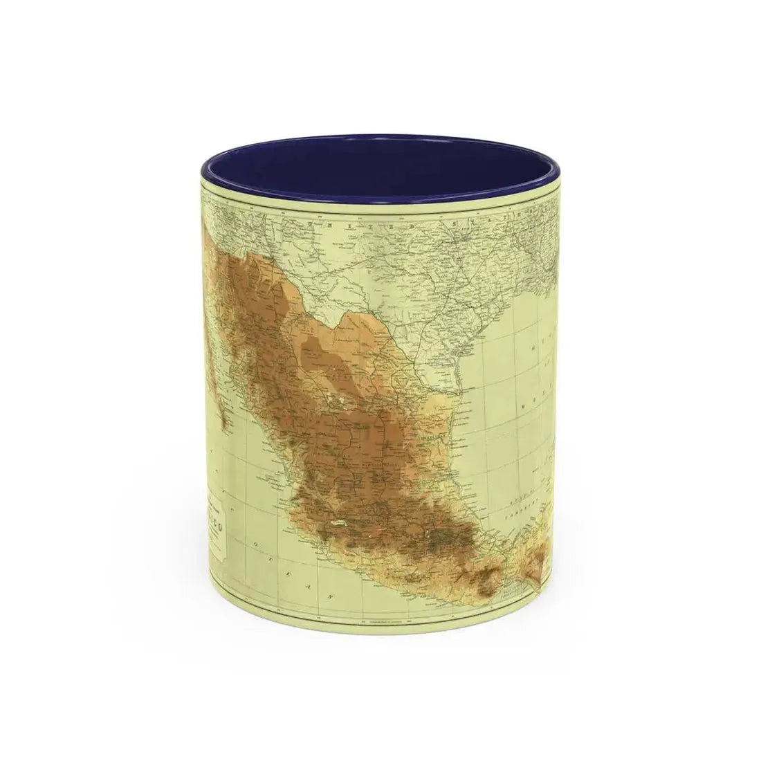 Central America & Mexico (1911) (Map) Accent Coffee Mug 11oz Navy - Go Mug Yourself