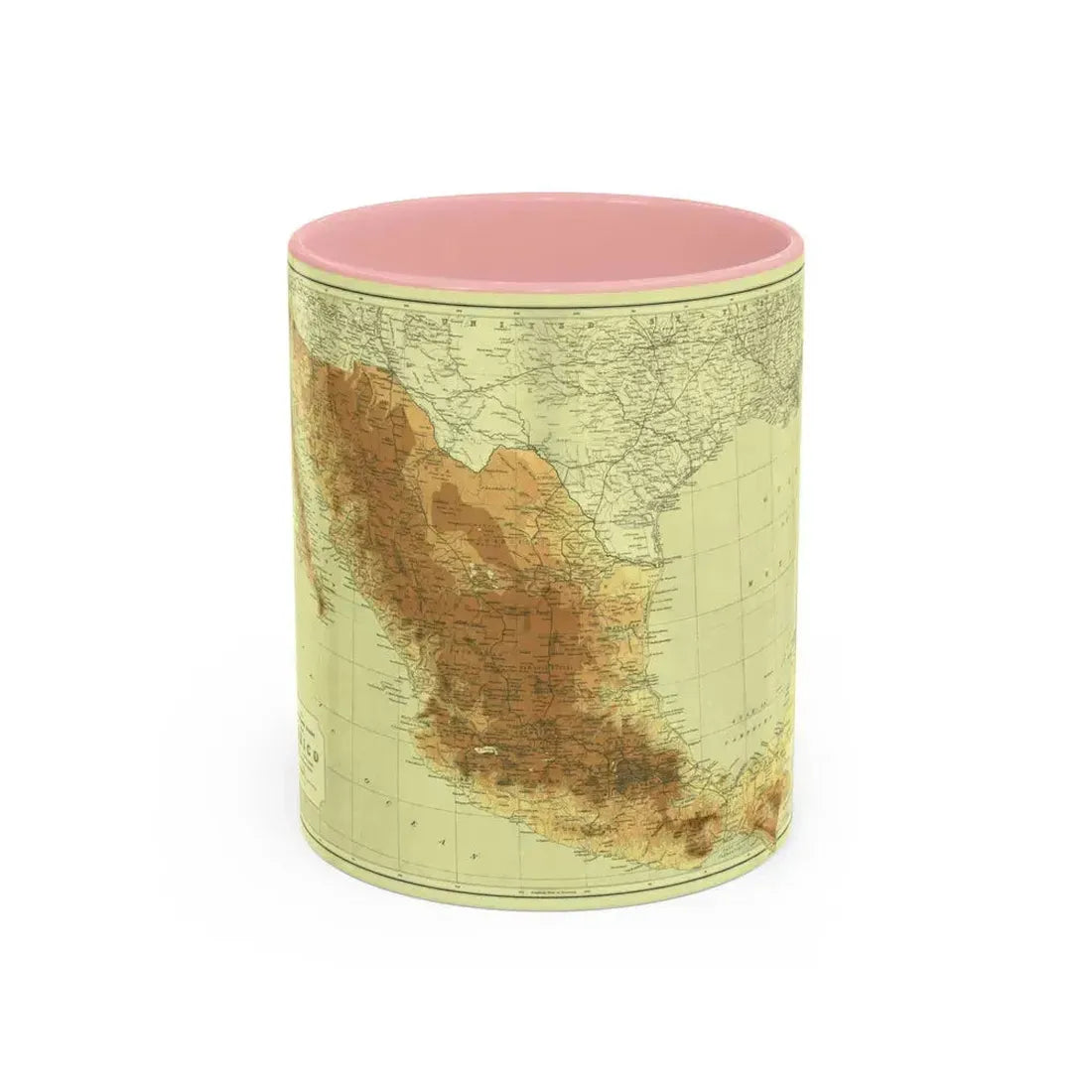 Central America & Mexico (1911) (Map) Accent Coffee Mug 11oz Pink - Go Mug Yourself