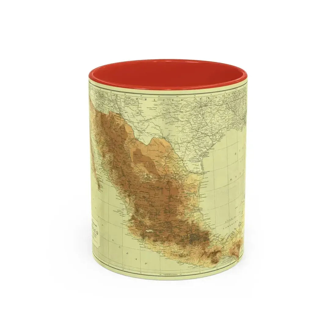 Central America & Mexico (1911) (Map) Accent Coffee Mug 11oz Red - Go Mug Yourself