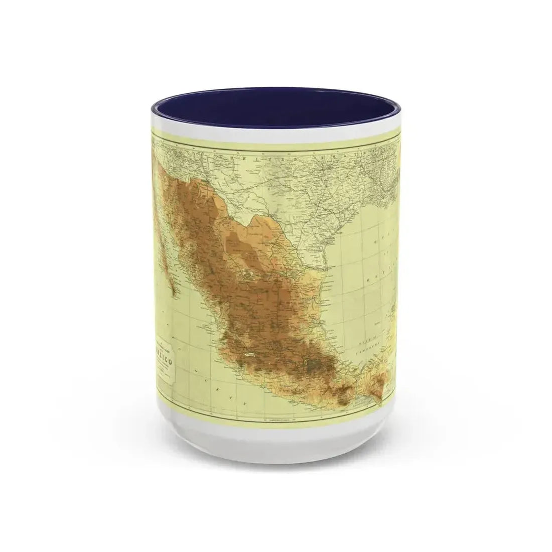 Central America & Mexico (1911) (Map) Accent Coffee Mug 15oz Navy - Go Mug Yourself