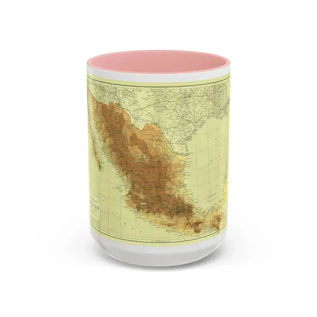 Central America & Mexico (1911) (Map) Accent Coffee Mug 15oz Pink - Go Mug Yourself