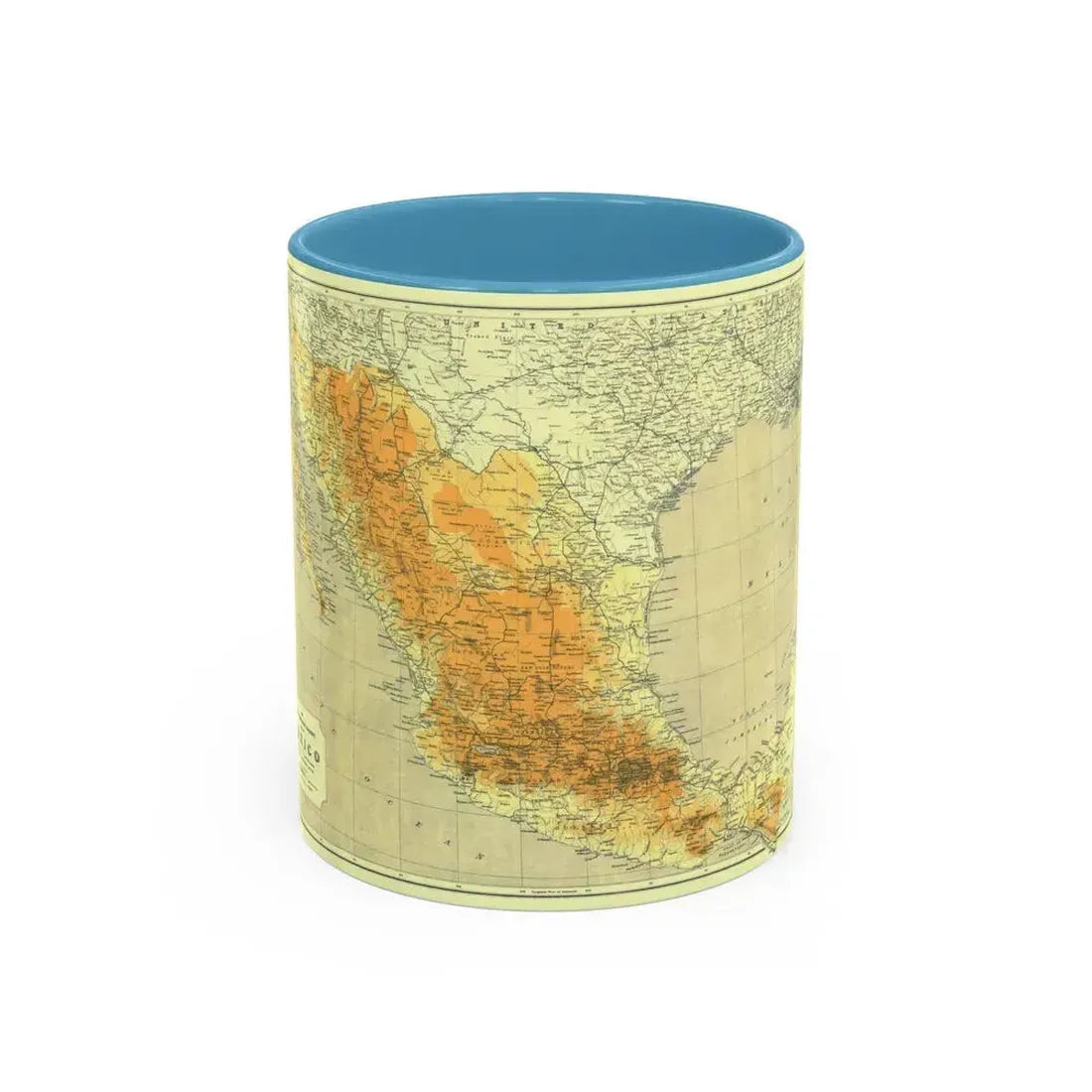Central America & Mexico (1914) (Map) Accent Coffee Mug 11oz Light Blue - Go Mug Yourself