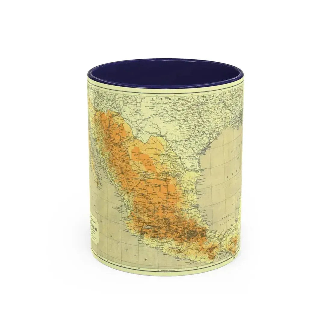 Central America & Mexico (1914) (Map) Accent Coffee Mug 11oz Navy - Go Mug Yourself