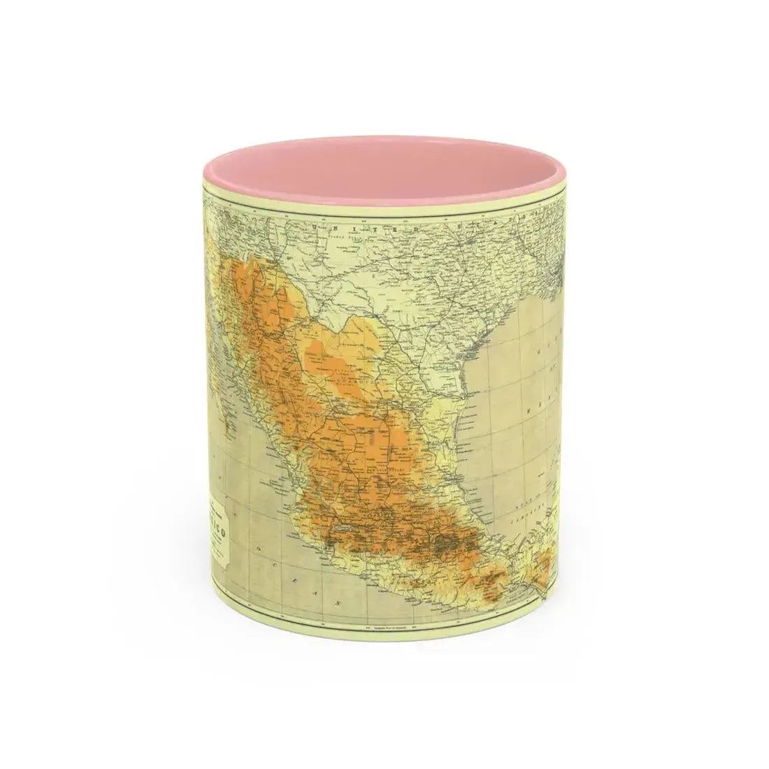 Central America & Mexico (1914) (Map) Accent Coffee Mug 11oz Pink - Go Mug Yourself
