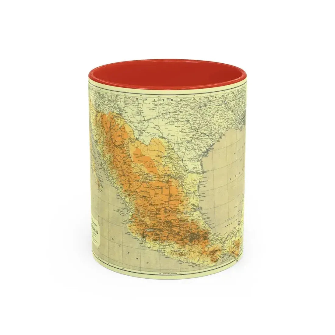 Central America & Mexico (1914) (Map) Accent Coffee Mug 11oz Red - Go Mug Yourself