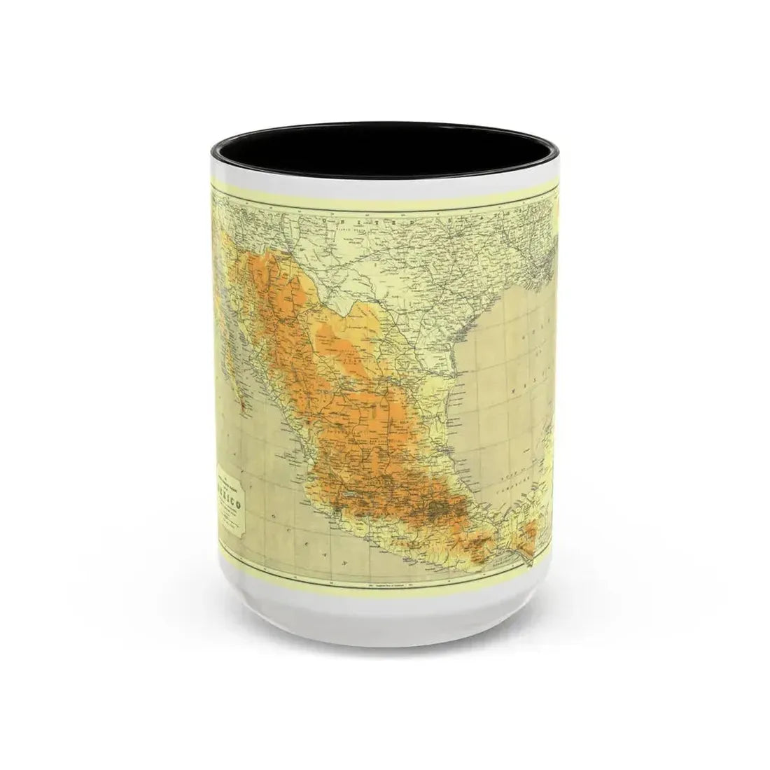 Central America & Mexico (1914) (Map) Accent Coffee Mug 15oz Black - Go Mug Yourself