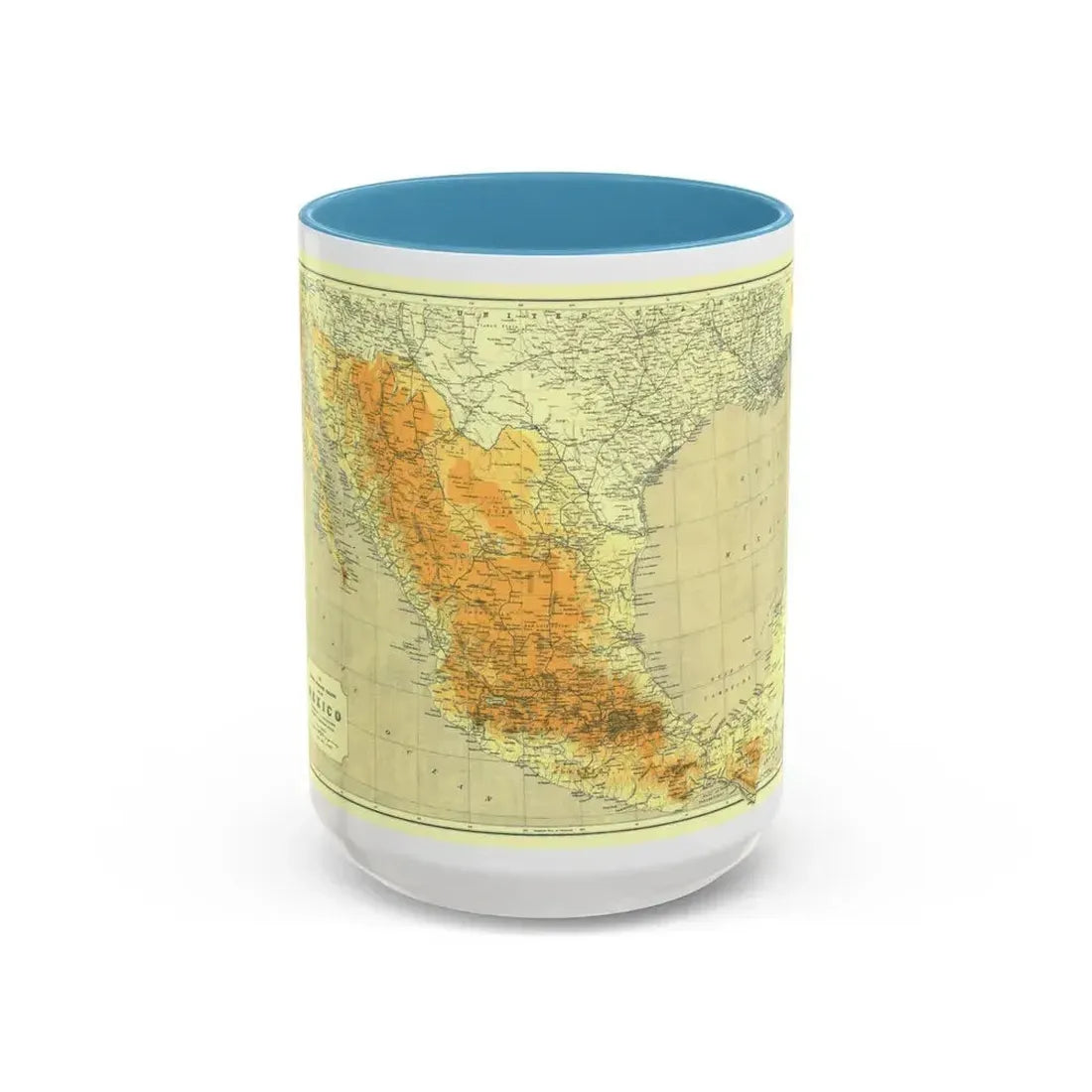 Central America & Mexico (1914) (Map) Accent Coffee Mug 15oz Light Blue - Go Mug Yourself
