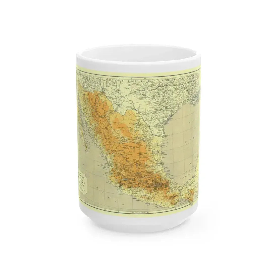 Central America & Mexico (1914) (Map) White Coffee Mug 15oz - Go Mug Yourself