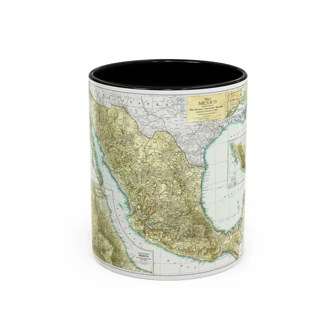 Central America & Mexico (1916) (Map) Accent Coffee Mug 11oz Black - Go Mug Yourself