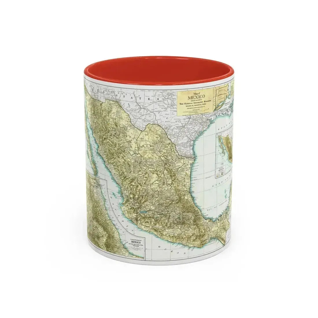 Central America & Mexico (1916) (Map) Accent Coffee Mug 11oz Red - Go Mug Yourself