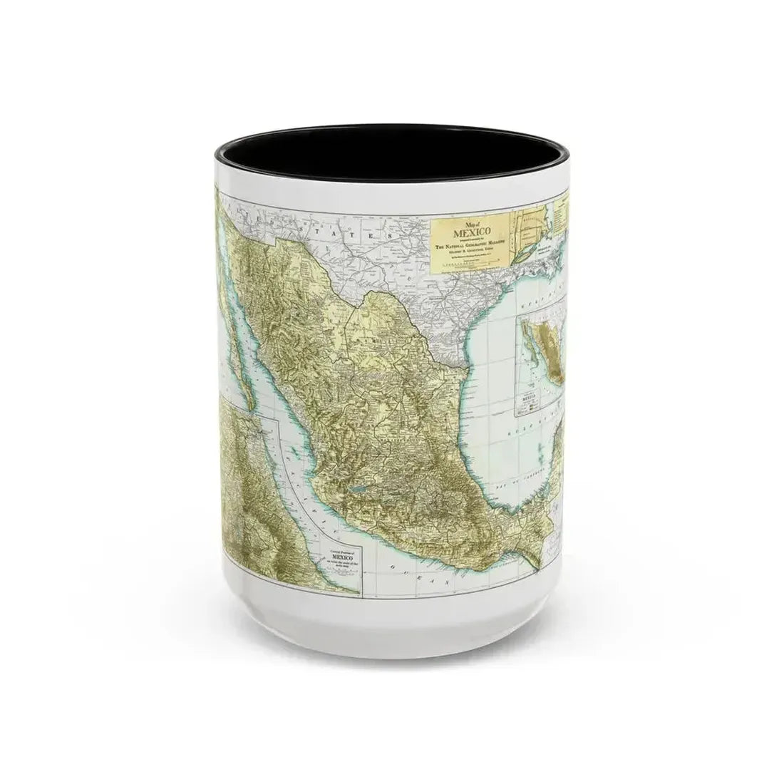 Central America & Mexico (1916) (Map) Accent Coffee Mug 15oz Black - Go Mug Yourself