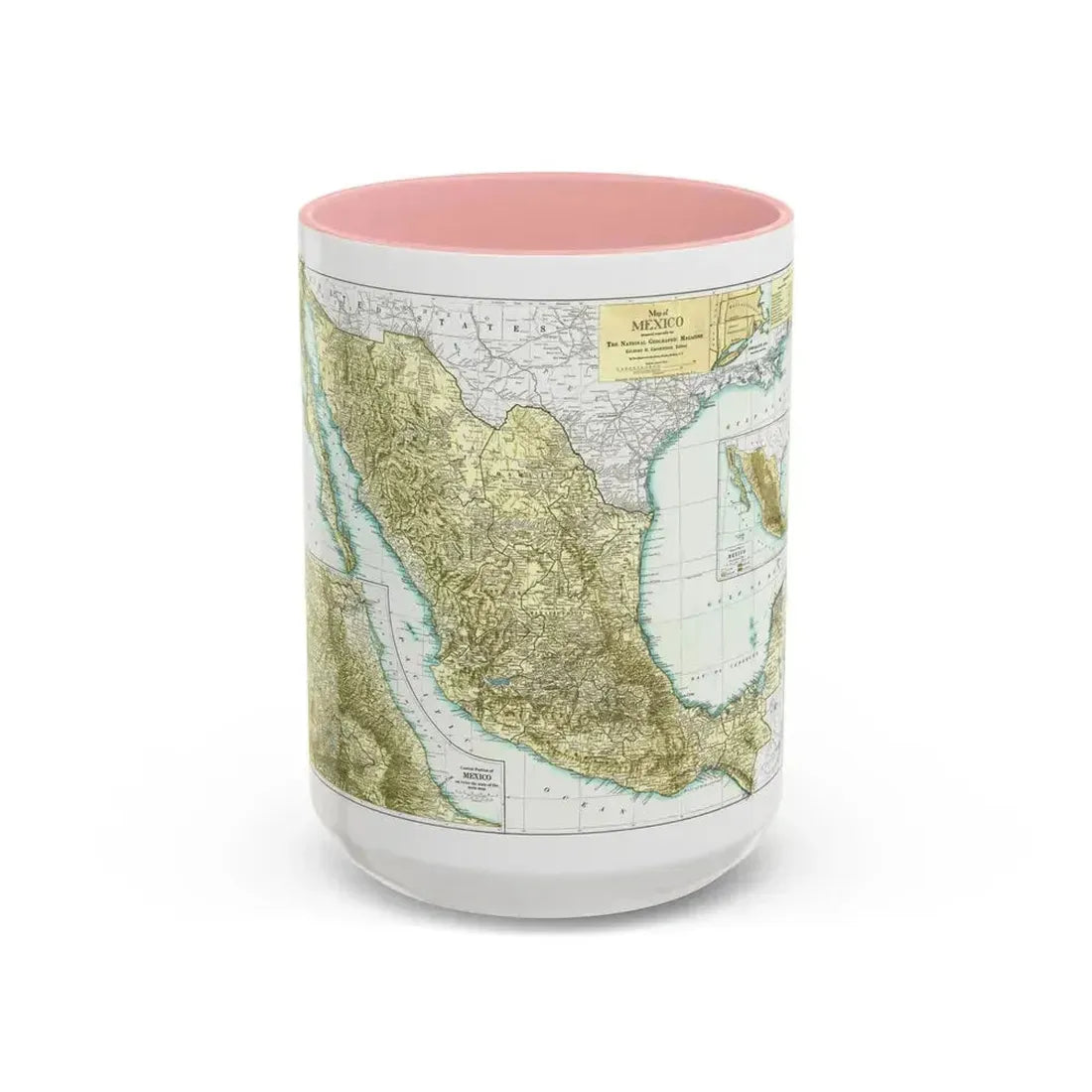 Central America & Mexico (1916) (Map) Accent Coffee Mug 15oz Pink - Go Mug Yourself
