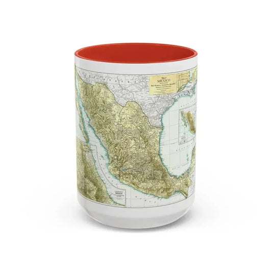 Central America & Mexico (1916) (Map) Accent Coffee Mug 15oz Red - Go Mug Yourself