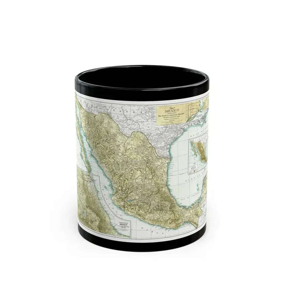 Central America & Mexico (1916) (Map) Black Coffee Mug 11oz - Go Mug Yourself