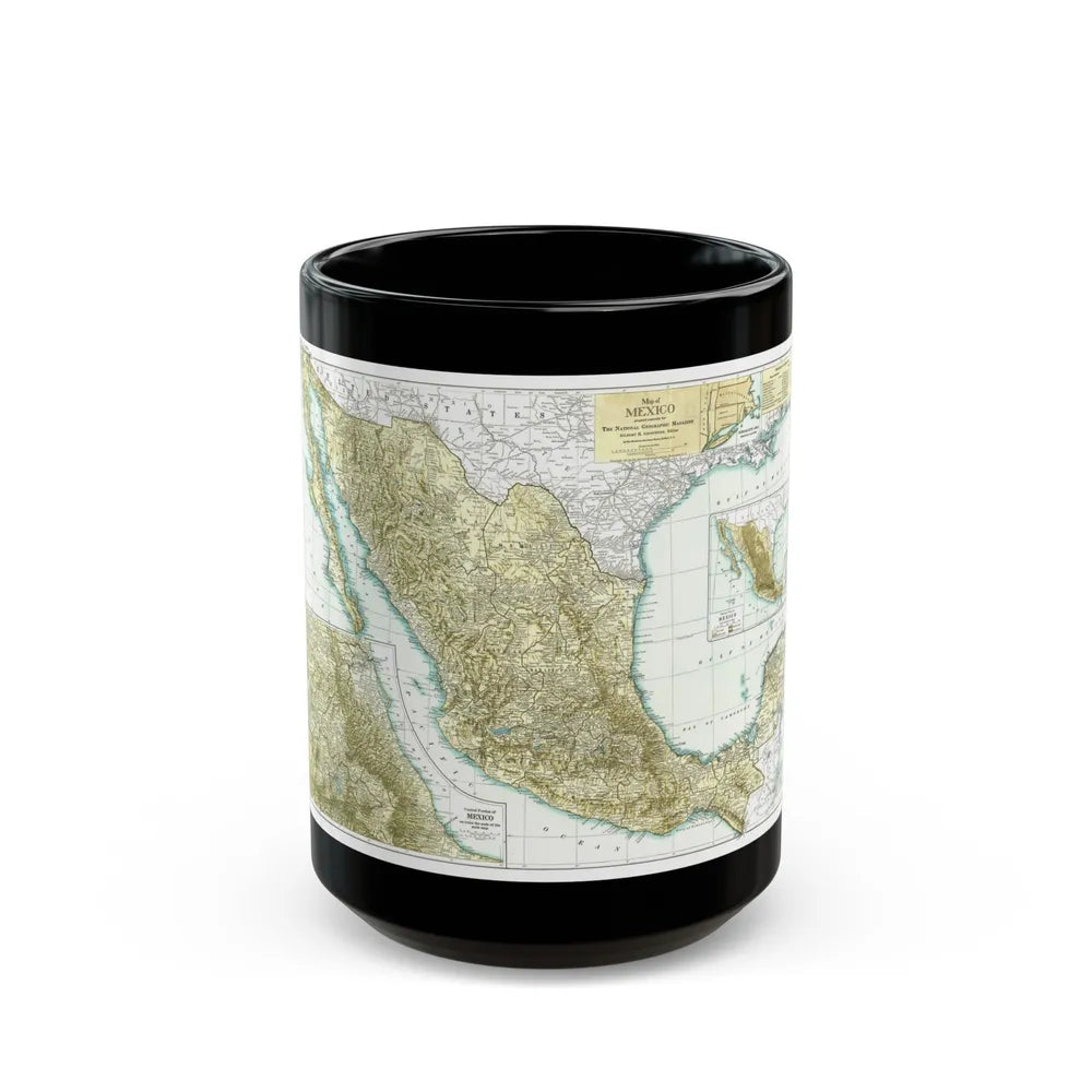 Central America & Mexico (1916) (Map) Black Coffee Mug-15oz-Go Mug Yourself