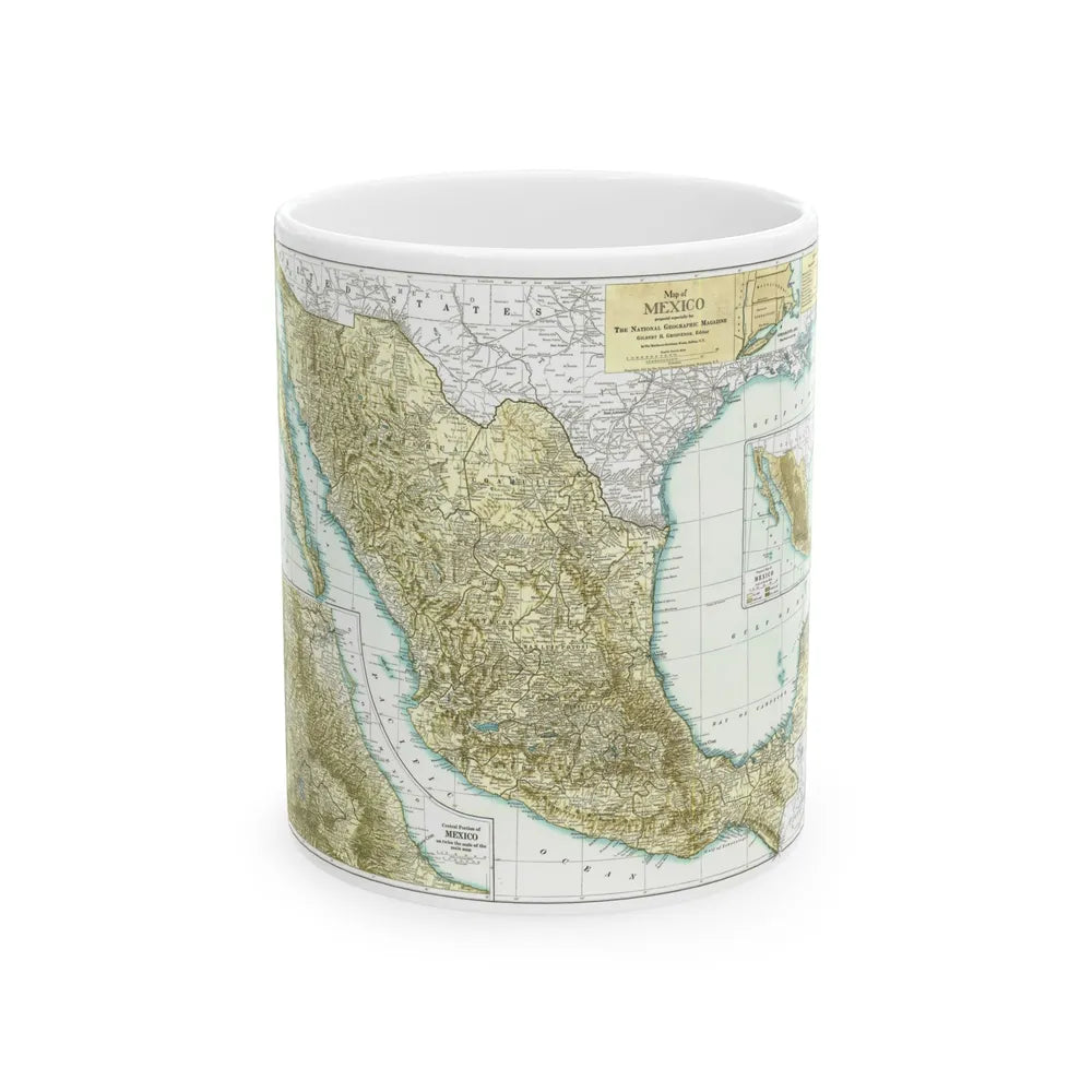 Central America & Mexico (1916) (Map) White Coffee Mug-11oz-Go Mug Yourself