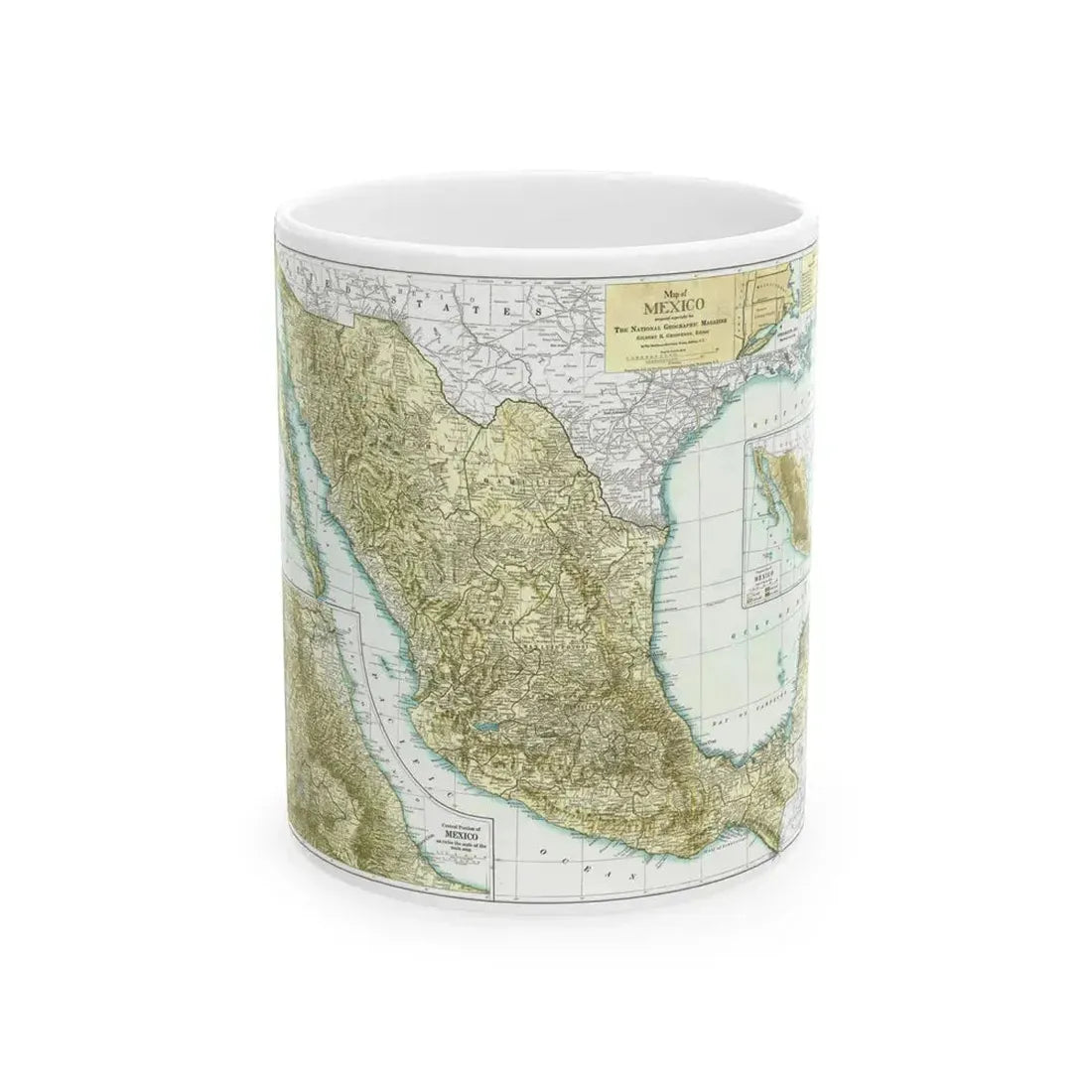 Central America & Mexico (1916) (Map) White Coffee Mug 11oz - Go Mug Yourself