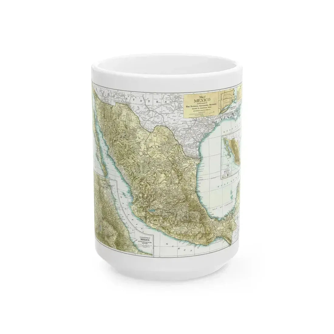 Central America & Mexico (1916) (Map) White Coffee Mug 15oz - Go Mug Yourself