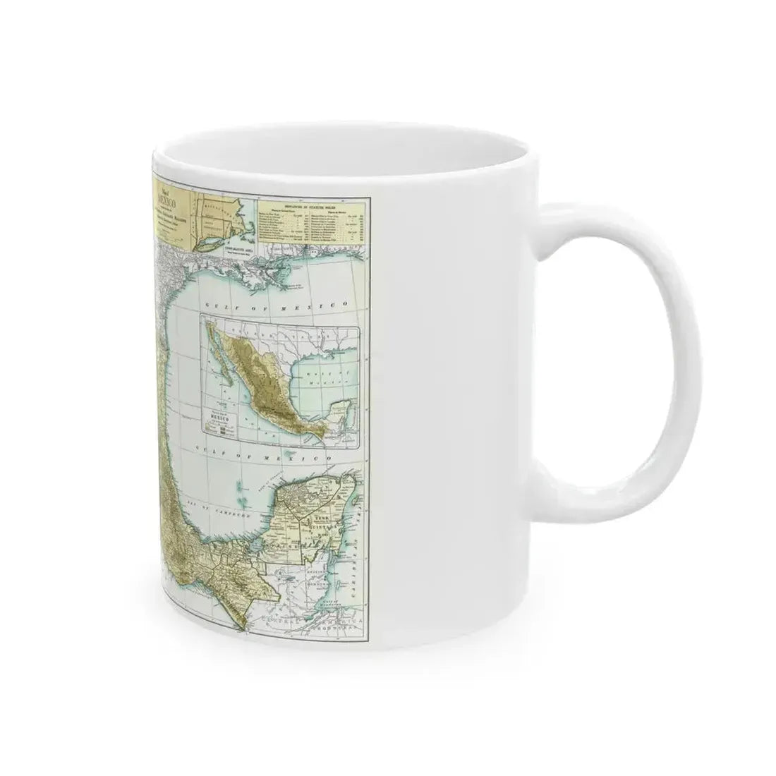 Central America & Mexico (1916) (Map) White Coffee Mug - Go Mug Yourself