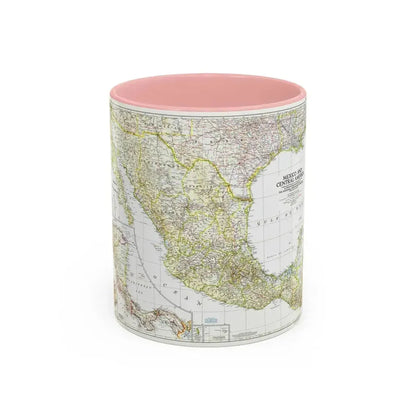 Central America & Mexico (1953) (Map) Accent Coffee Mug 11oz Pink - Go Mug Yourself