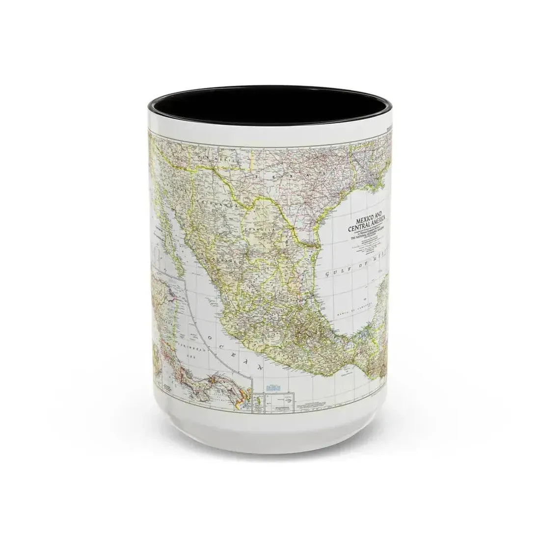 Central America & Mexico (1953) (Map) Accent Coffee Mug 15oz Black - Go Mug Yourself