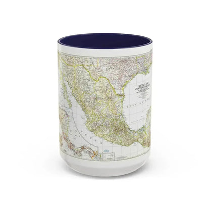 Central America & Mexico (1953) (Map) Accent Coffee Mug 15oz Navy - Go Mug Yourself