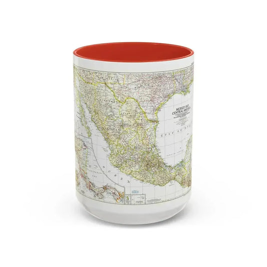 Central America & Mexico (1953) (Map) Accent Coffee Mug 15oz Red - Go Mug Yourself