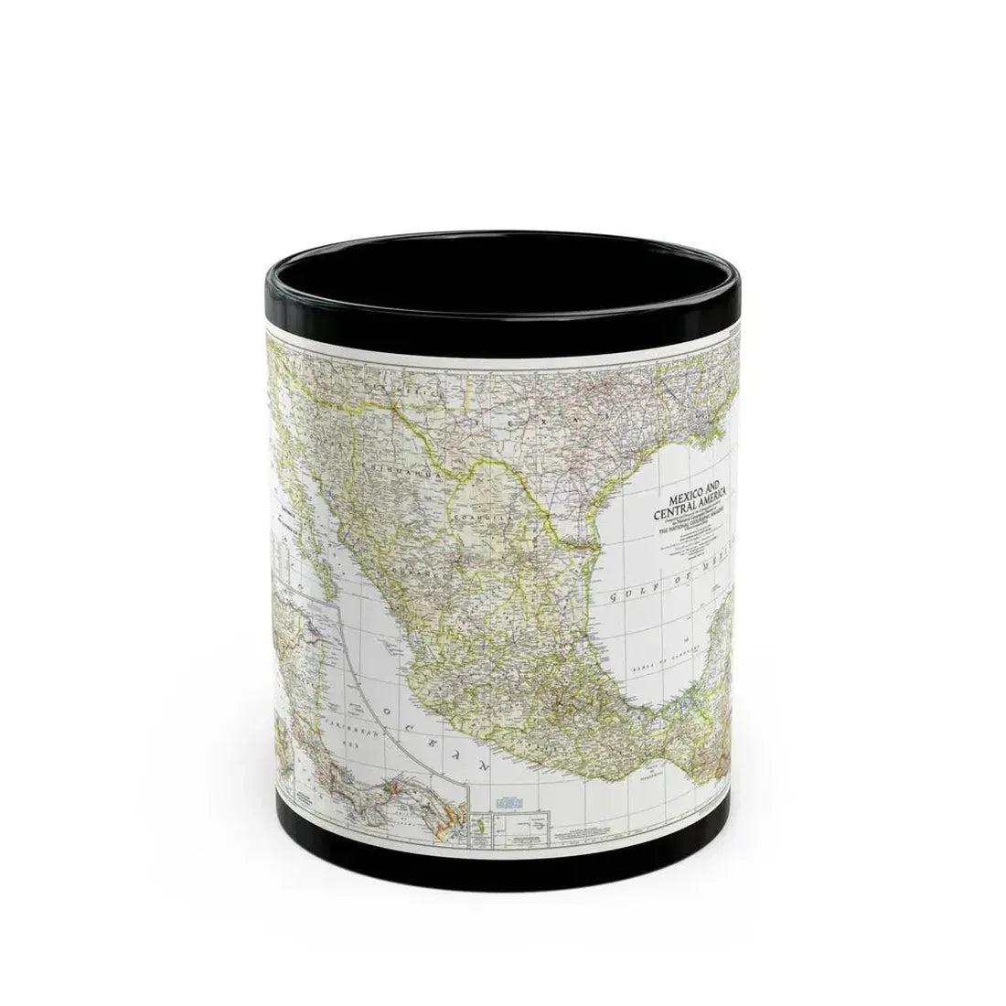 Central America & Mexico (1953) (Map) Black Coffee Mug 11oz - Go Mug Yourself
