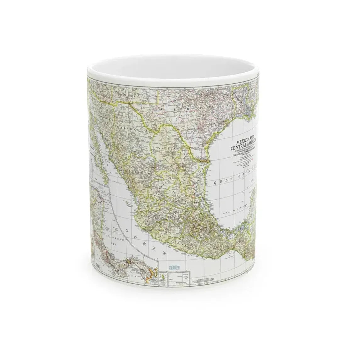 Central America & Mexico (1953) (Map) White Coffee Mug 11oz - Go Mug Yourself