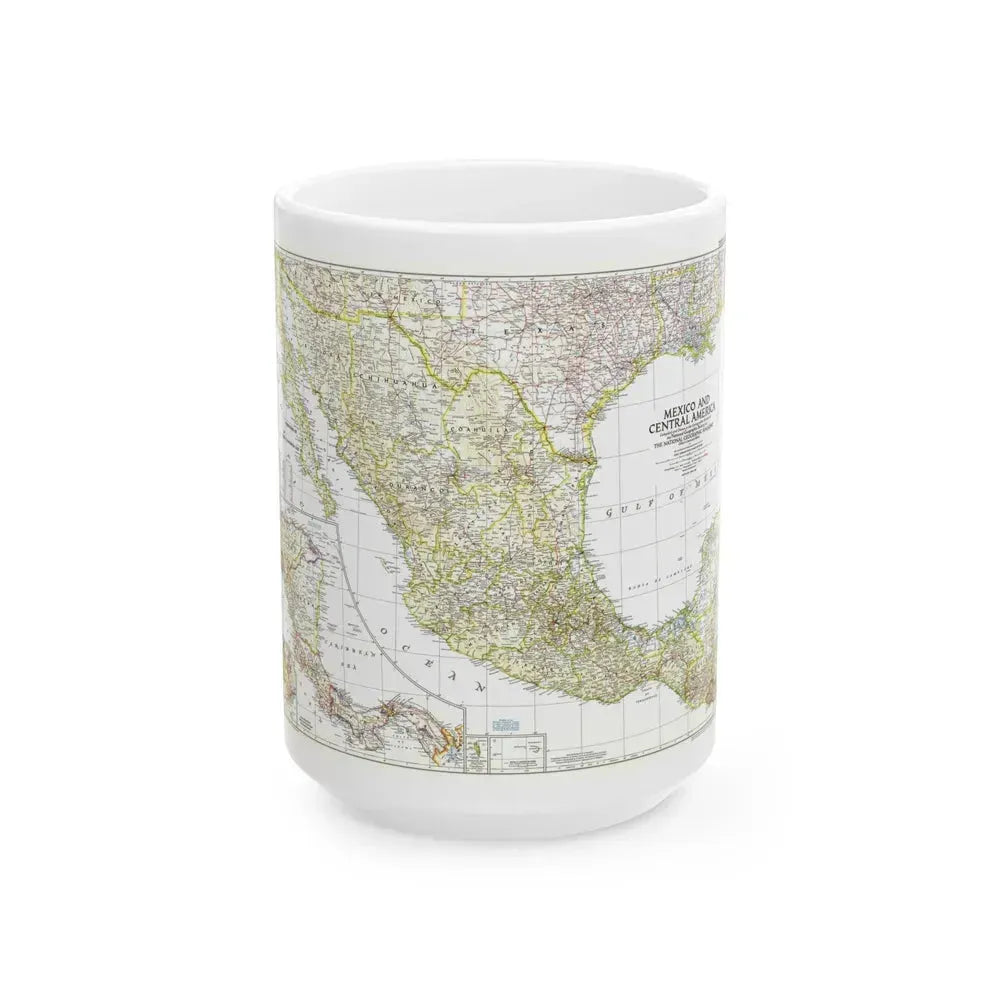 Central America & Mexico (1953) (Map) White Coffee Mug 15oz - Go Mug Yourself