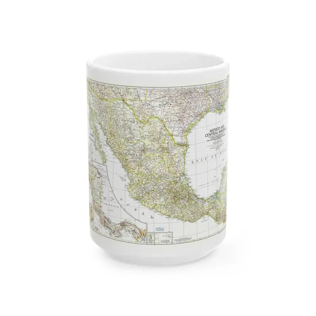 Central America & Mexico (1953) (Map) White Coffee Mug 15oz - Go Mug Yourself
