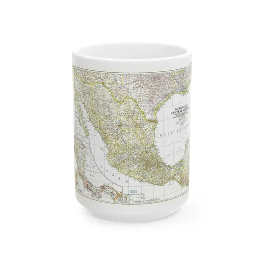 Central America & Mexico (1953) (Map) White Coffee Mug 15oz - Go Mug Yourself