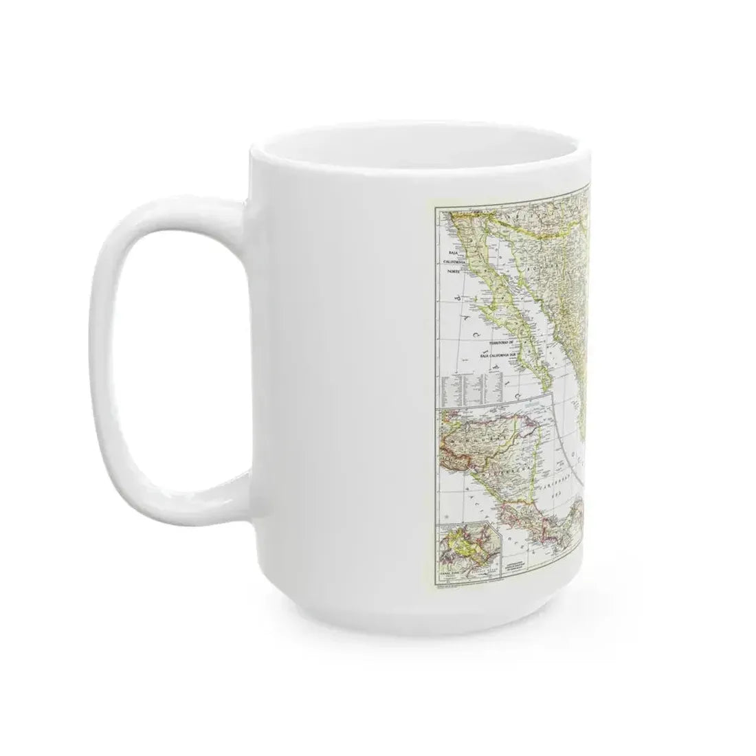 Central America & Mexico (1953) (Map) White Coffee Mug - Go Mug Yourself