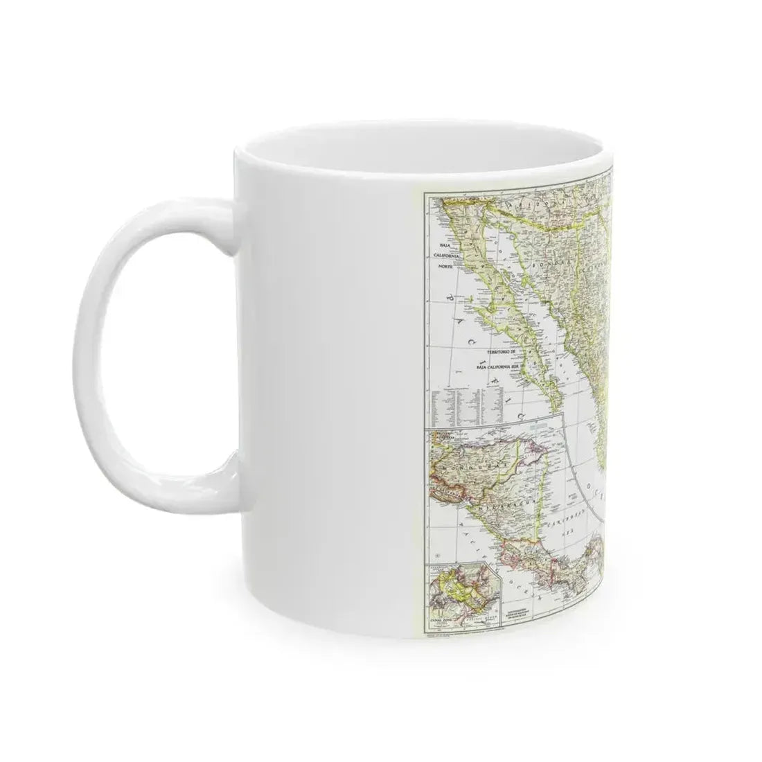 Central America & Mexico (1953) (Map) White Coffee Mug - Go Mug Yourself