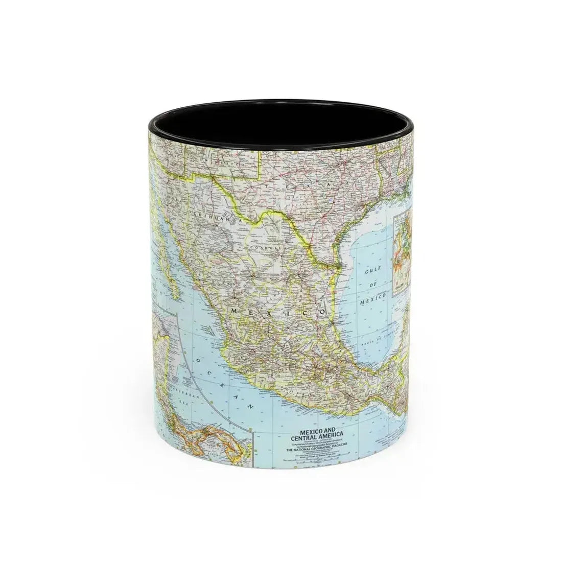 Central America - Mexico (1961) (Map) Accent Coffee Mug 11oz Black - Go Mug Yourself