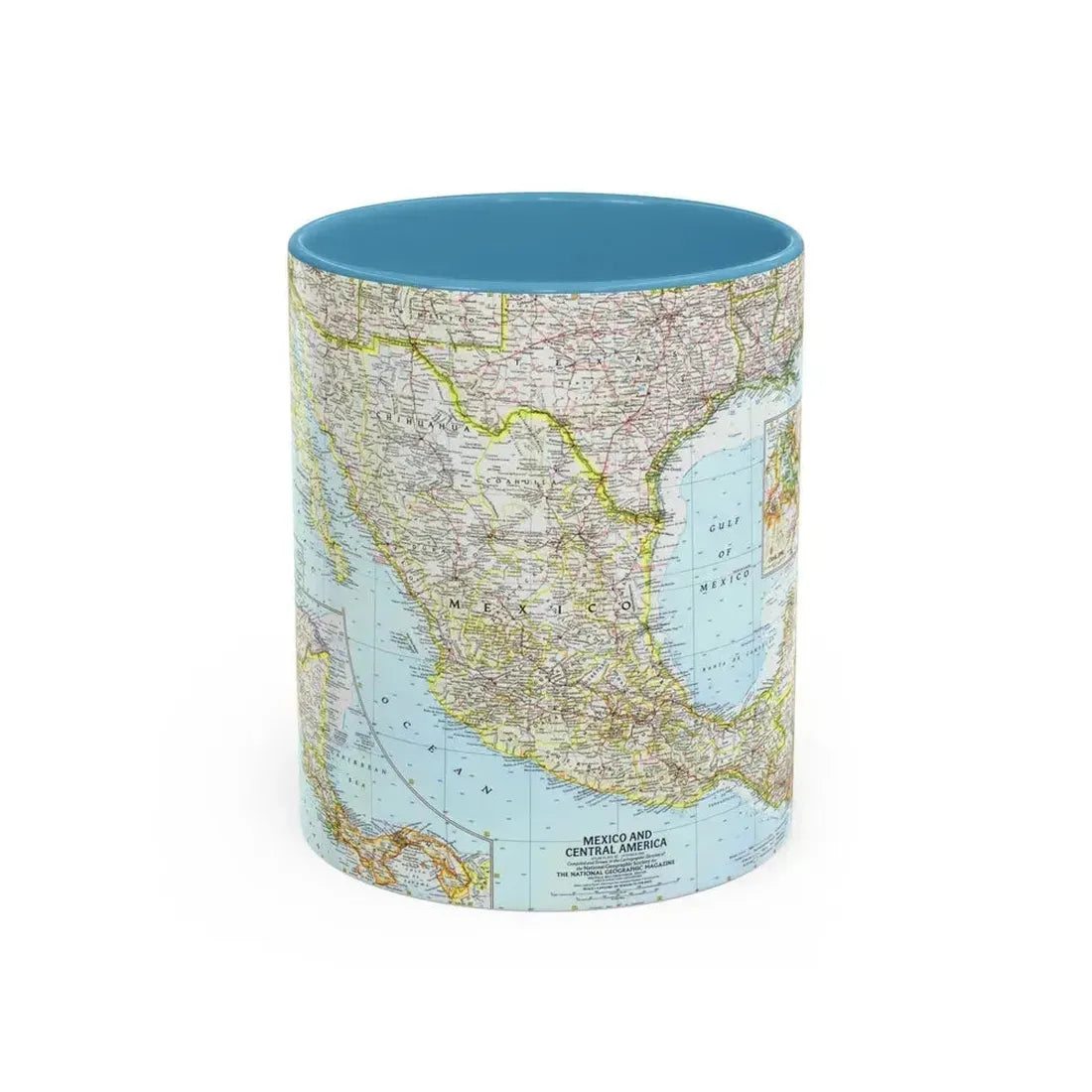 Central America - Mexico (1961) (Map) Accent Coffee Mug 11oz Light Blue - Go Mug Yourself