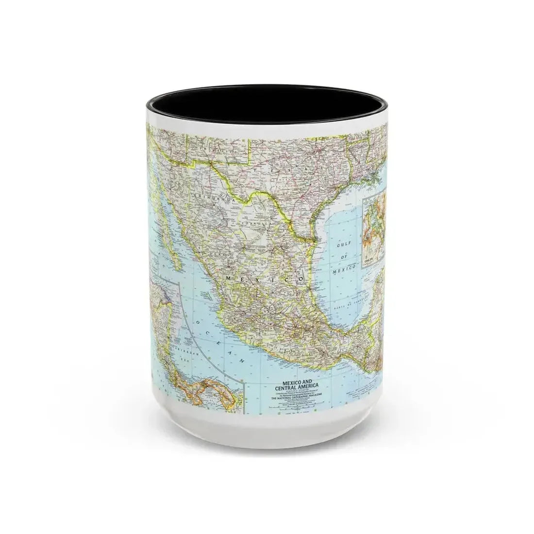 Central America - Mexico (1961) (Map) Accent Coffee Mug 15oz Black - Go Mug Yourself