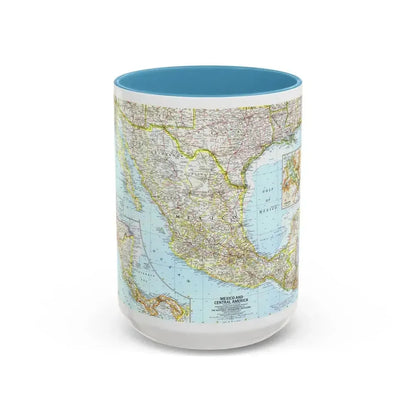 Central America - Mexico (1961) (Map) Accent Coffee Mug 15oz Light Blue - Go Mug Yourself