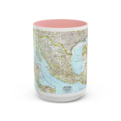 Central America - Mexico (1961) (Map) Accent Coffee Mug 15oz Pink - Go Mug Yourself