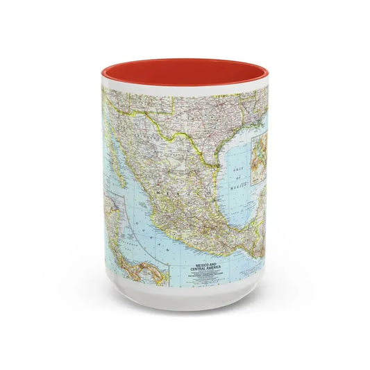 Central America - Mexico (1961) (Map) Accent Coffee Mug 15oz Red - Go Mug Yourself