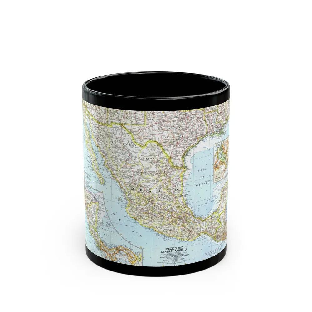 Central America - Mexico (1961) (Map) Black Coffee Mug-11oz-Go Mug Yourself