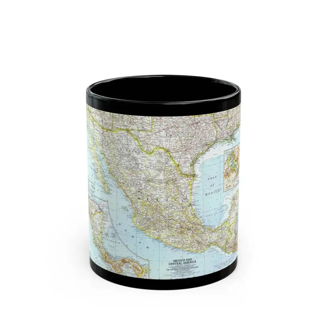 Central America - Mexico (1961) (Map) Black Coffee Mug 11oz - Go Mug Yourself