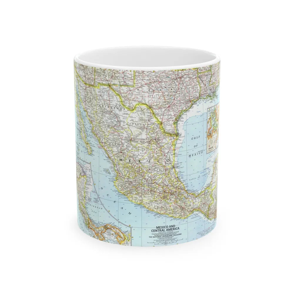 Central America - Mexico (1961) (Map) White Coffee Mug-11oz-Go Mug Yourself