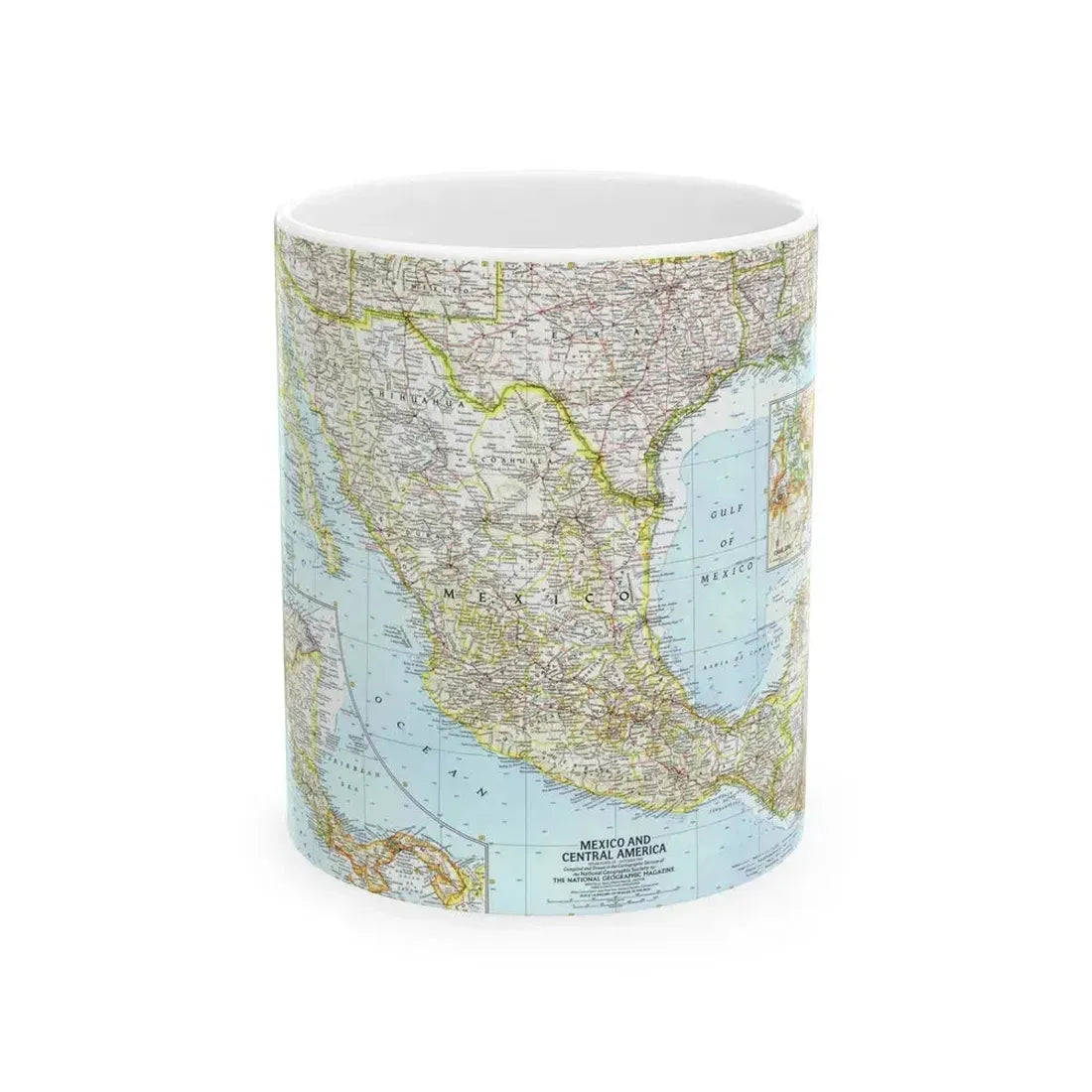 Central America - Mexico (1961) (Map) White Coffee Mug 11oz - Go Mug Yourself