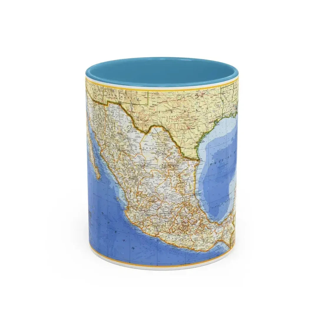 Central America - Mexico (1973) (Map) Accent Coffee Mug 11oz Light Blue - Go Mug Yourself