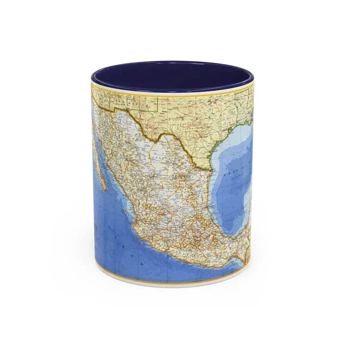 Central America - Mexico (1973) (Map) Accent Coffee Mug 11oz Navy - Go Mug Yourself