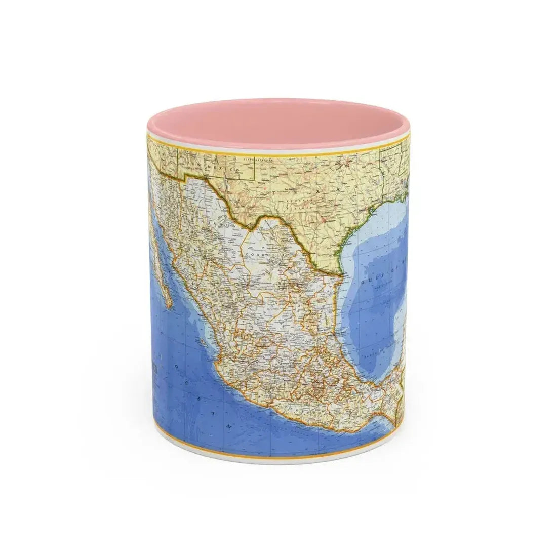 Central America - Mexico (1973) (Map) Accent Coffee Mug 11oz Pink - Go Mug Yourself
