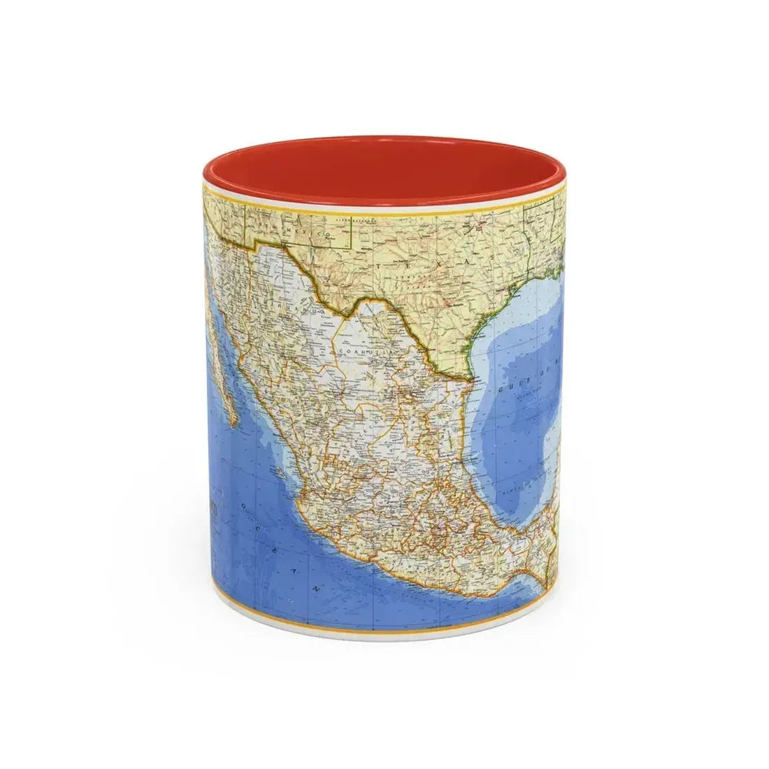 Central America - Mexico (1973) (Map) Accent Coffee Mug 11oz Red - Go Mug Yourself